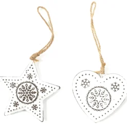 SUSPENSION METAL GRAVE FLOCONS NEIGE 9X8CM