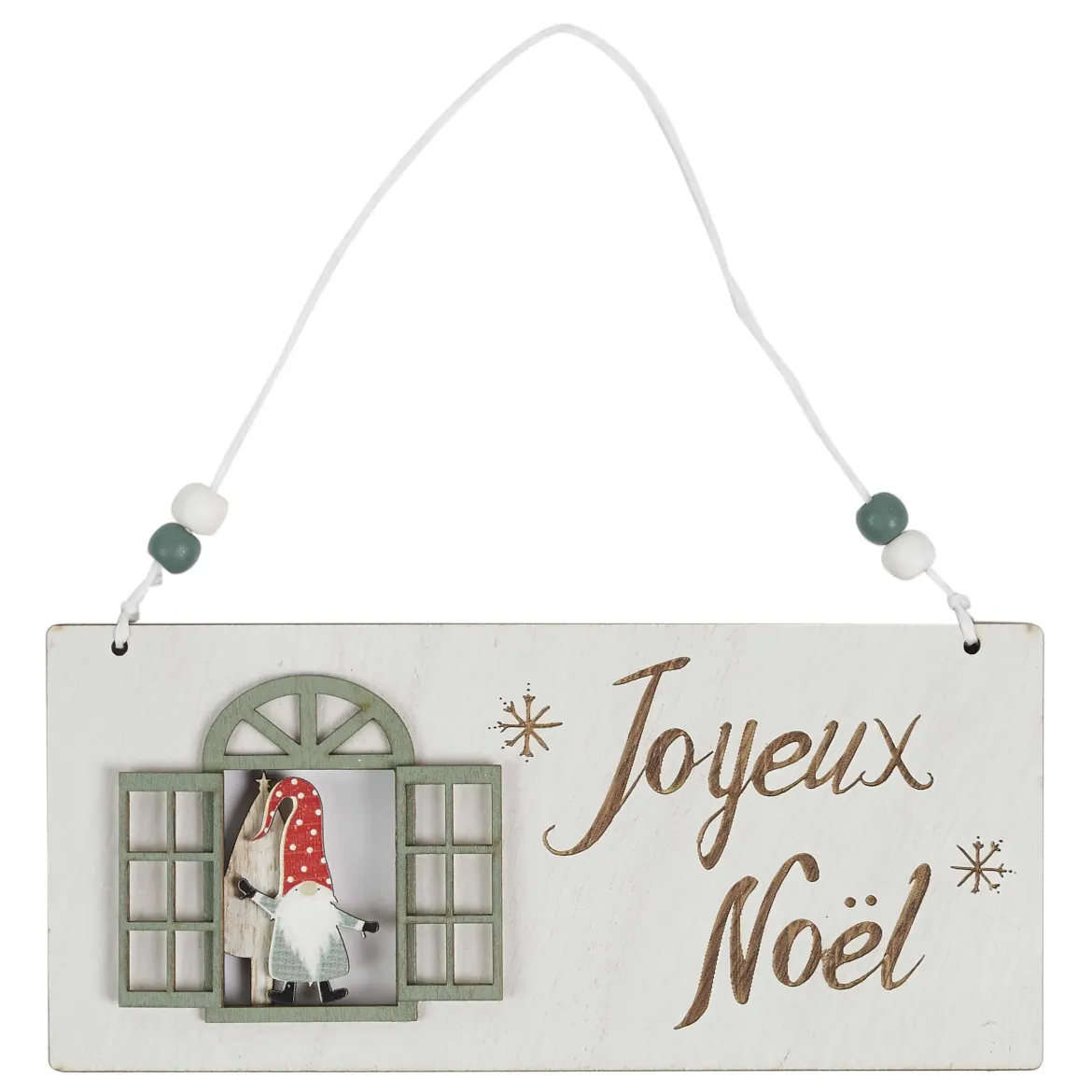 SUSPENSION PANCARTE NOEL AVEC FENETRE 20X9CM