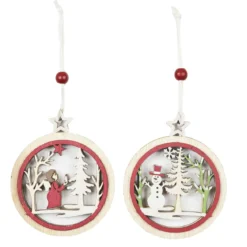 SUSPENSION RONDE CONTOUR ROUGE AVEC SCENE