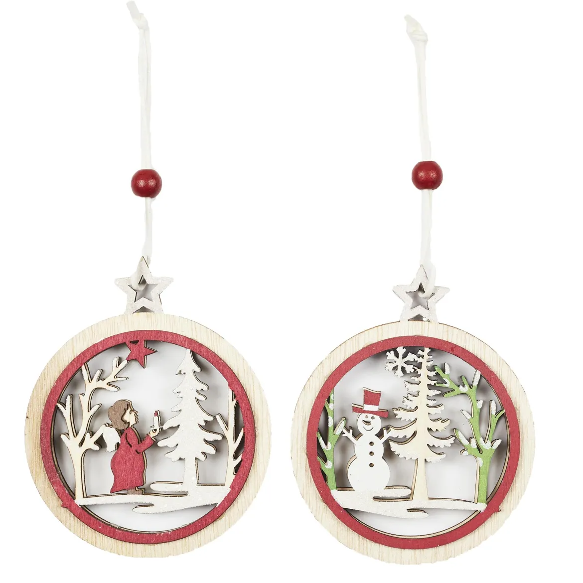SUSPENSION RONDE CONTOUR ROUGE AVEC SCENE