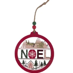 SUSPENSION RONDE NOEL BOIS D.12CM