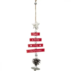 SUSPENSION SAPIN ARTICULE ROUGE