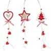 SUSPENSION SAPIN ETOILE ET COEUR ROUGE BLANC ET BOIS