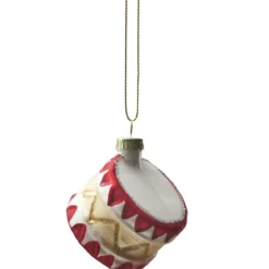 SUSPENSION VERRE TAMBOUR ROUGE OR