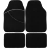 TAPIS AUTO 4 PCS MOQUETTE NOIR LISERET BLANC ELITE