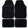 TAPIS AUTO 4 PCS MOQUETTE NOIR LISERET BLEU ELITE