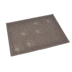 TAPIS RECTANGLE MOTIF PATTES 40X30CM TAUPE