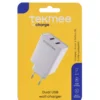 TEKMEE 2 USB PORTS 2.4A CHARGEUR MURAL BLANC