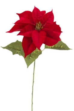 TIGE POINSETTIA VELOURS H.78CM ROUGE