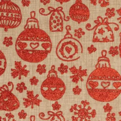 TISSU JUTE BOULE DE NOEL ROUGE PAILLETTE 28X300CM