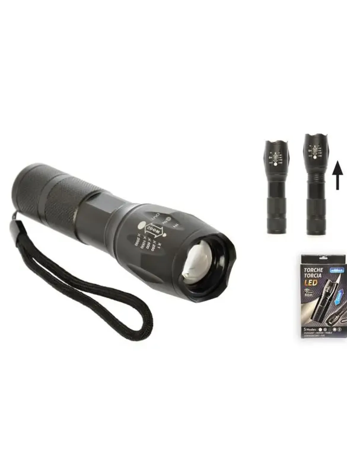 TORCHE ALUMINIUM 5W 5 FONCTIONS WATERPROOF