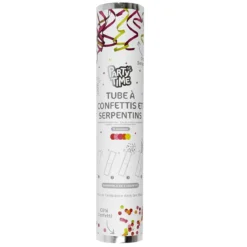 TUBE A CONFETTIS ET SERPENTINS 25CM