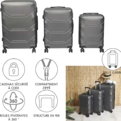 VALISE GRISE 70L 40X27X65CM