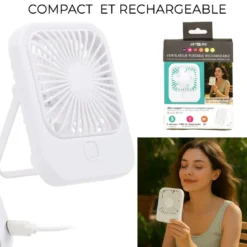 VENTILATEUR PORTABLE COMPACT ET RECHARGEABLE