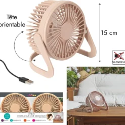 VENTILATEUR USB SILENCIEUX H.15CM