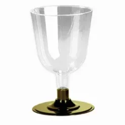VERRES A VIN SOCLE DORE 15CL X8 PCS REUTILISABLE