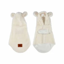 VESTE EFFET LAINE BOUCLEE CAPUCHE WOOLY TAILLE S 30CM ECRU