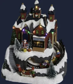 VILLAGE DE NOEL ATELIER KDO ET TRAIN A PILE 12 LEDS