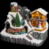 VILLAGE DE NOEL CHALET MONTAGNE AVEC TRAIN A PILE 8 LEDS